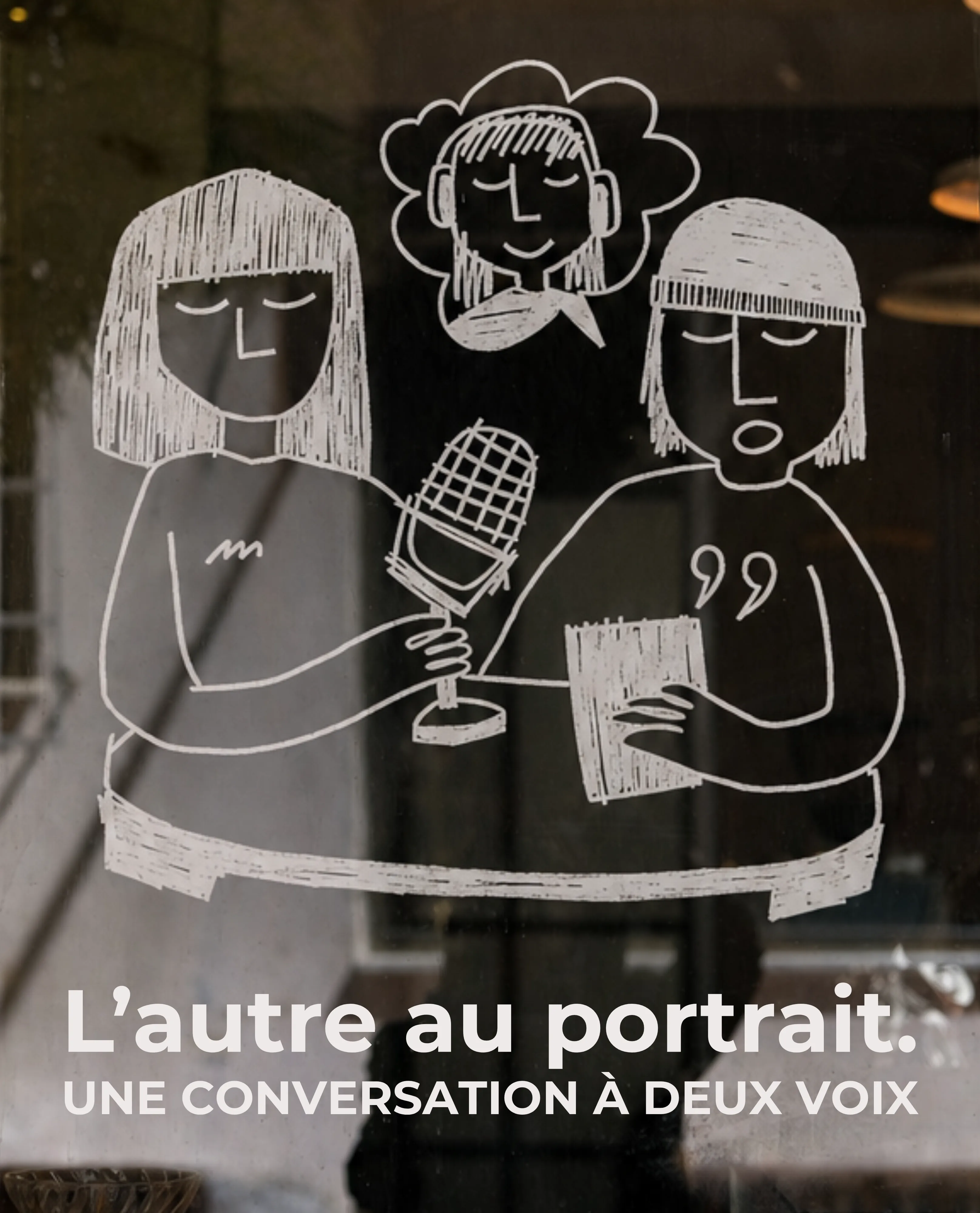 Affiche illustrée présentant une conversation à deux voix
